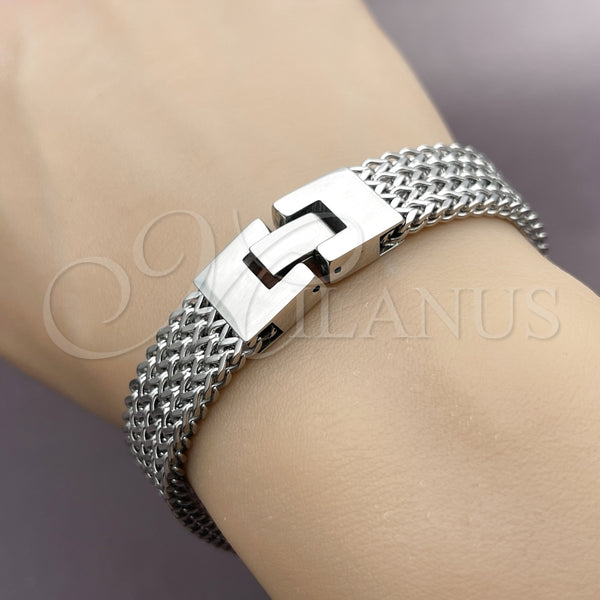 Pulsera Solida 03.461.0008.09 Acero Inoxidable, Pulido, Tono Plateado (Grosor 13 MM, 9 Pulgadas de Largo)