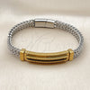 Pulsera Solida 03.461.0007.1.09 Acero Inoxidable, Diseño de Square Franco, Pulido, Dos Tonos (Grosor 10 MM, 9 Pulgadas de Largo)