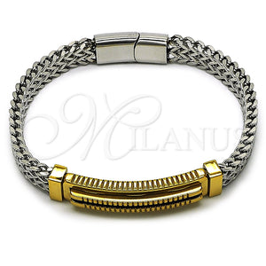 Pulsera Solida 03.461.0007.1.09 Acero Inoxidable, Diseño de Square Franco, Pulido, Dos Tonos (Grosor 10 MM, 9 Pulgadas de Largo)