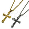 Collares con Dije 04.461.0003.24 Acero Inoxidable, Diseño de Box y Cruz, Pulido, Tono Plateado (Grosor 03 MM, 24 Pulgadas de Largo)