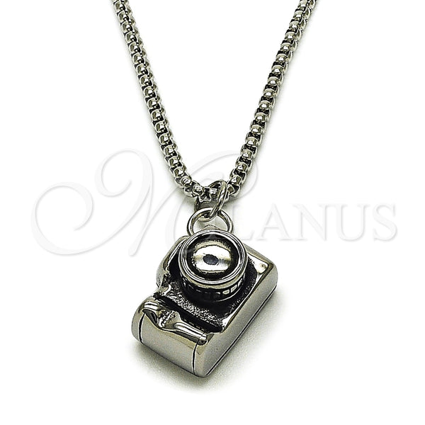 Collares con Dije 04.461.0004.24 Acero Inoxidable, Pulido, Tono Plateado (Grosor 03 MM, 24 Pulgadas de Largo)