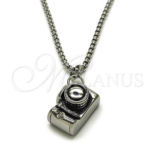 Collares con Dije 04.461.0004.24 Acero Inoxidable, Pulido, Tono Plateado (Grosor 03 MM, 24 Pulgadas de Largo)