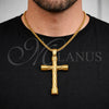 Collares con Dije 04.461.0003.1.24 Acero Inoxidable, Diseño de Box y Cruz, Pulido, Tono Dorado (Grosor 03 MM, 24 Pulgadas de Largo)