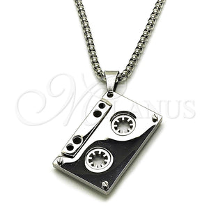 Collares con Dije 04.461.0005.24 Acero Inoxidable, Diseño de Box, Pulido, Tono Plateado (Grosor 03 MM, 24 Pulgadas de Largo)
