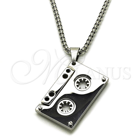 Collares con Dije 04.461.0005.24 Acero Inoxidable, Diseño de Box, Pulido, Tono Plateado (Grosor 03 MM, 24 Pulgadas de Largo)