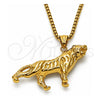 Collares con Dije 04.461.0002.1.24 Acero Inoxidable, Diseño de Box, Pulido, Tono Dorado (Grosor 03 MM, 24 Pulgadas de Largo)