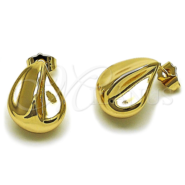 Arete Dormilona 02.163.0419 Oro Laminado, Diseño de Gota, Pulido, Tono Dorado