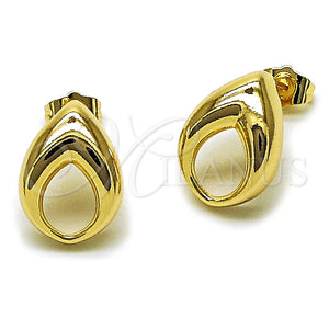 Arete Dormilona 02.163.0420 Oro Laminado, Diseño de Trébol de Cuatro Hojas, Pulido, Tono Dorado