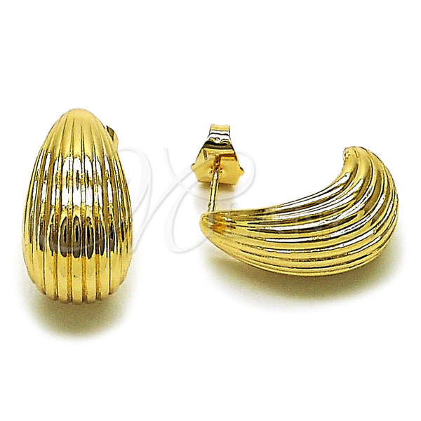 Arete Dormilona 02.163.0421 Oro Laminado, Diseño de Gota, Pulido, Tono Dorado
