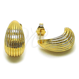 Arete Dormilona 02.163.0421 Oro Laminado, Diseño de Gota, Pulido, Tono Dorado