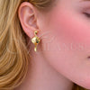 Arete Dormilona 02.163.0423 Oro Laminado, Diseño de Torcido, Pulido, Tono Dorado