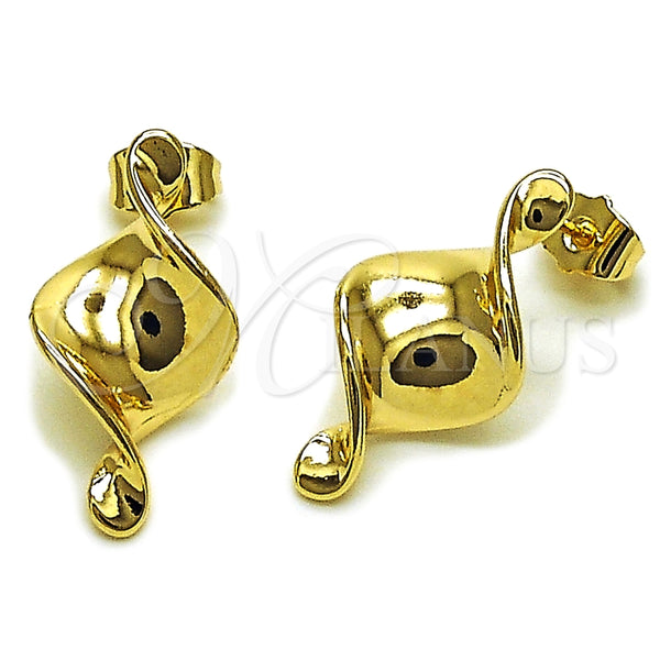 Arete Dormilona 02.163.0423 Oro Laminado, Diseño de Torcido, Pulido, Tono Dorado