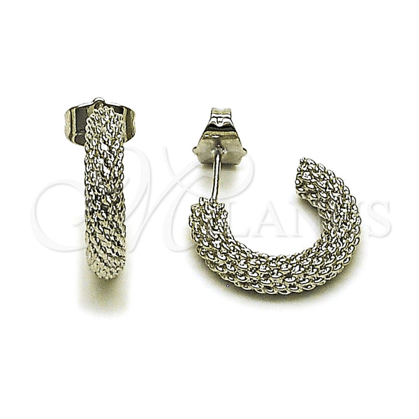 Argolla Pequeña 02.163.0279.1.20 Rodio Laminado, Diseño de Rope, Diamantado, Rodinado