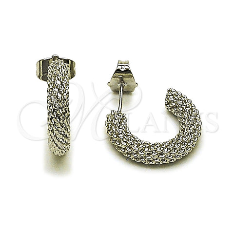 Argolla Pequeña 02.163.0279.1.20 Rodio Laminado, Diseño de Rope, Diamantado, Rodinado