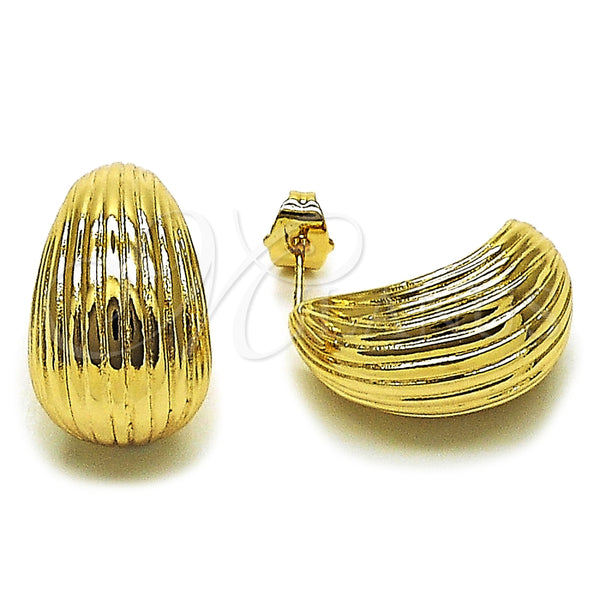 Arete Dormilona 02.163.0425 Oro Laminado, Diseño de Gota, Pulido, Tono Dorado
