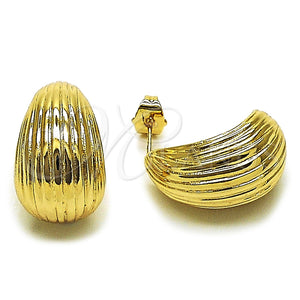 Arete Dormilona 02.163.0425 Oro Laminado, Diseño de Gota, Pulido, Tono Dorado
