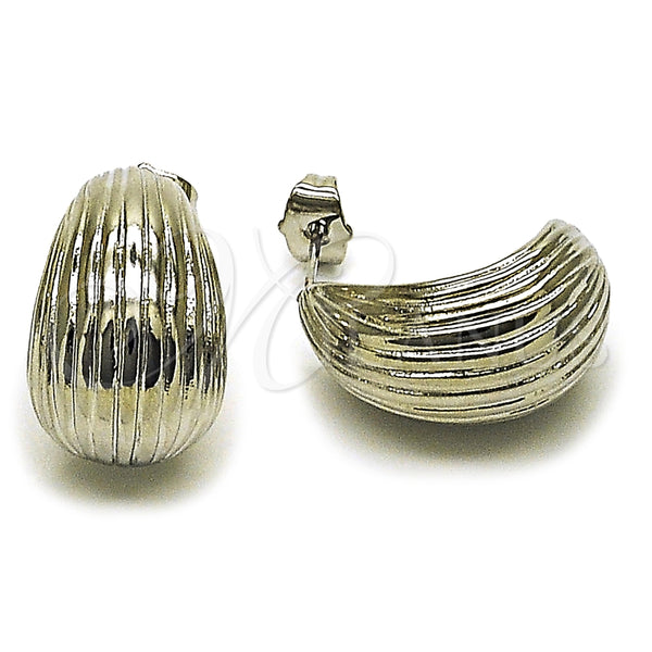 Arete Dormilona 02.163.0425.1 Rodio Laminado, Diseño de Gota, Pulido, Rodinado