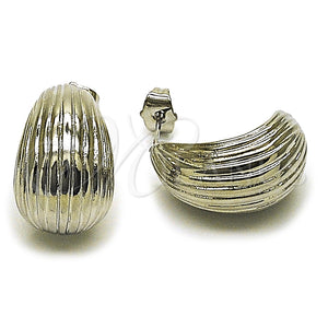 Arete Dormilona 02.163.0425.1 Rodio Laminado, Diseño de Gota, Pulido, Rodinado