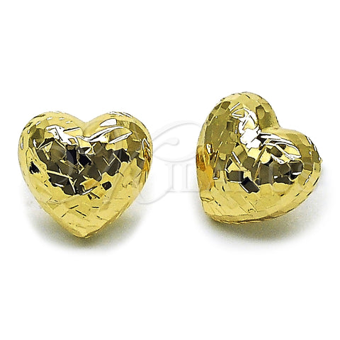 Arete Dormilona 02.163.0429 Oro Laminado, Diseño de Corazón, Diamantado, Tono Dorado
