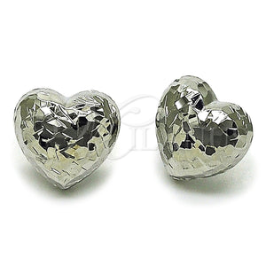 Arete Dormilona 02.163.0429.1 Rodio Laminado, Diseño de Corazón, Diamantado, Rodinado