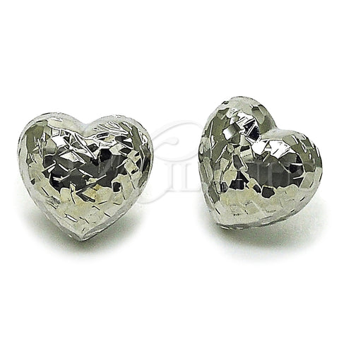 Arete Dormilona 02.163.0429.1 Rodio Laminado, Diseño de Corazón, Diamantado, Rodinado