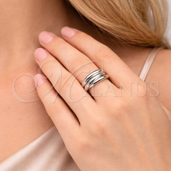 Anillo Elegante 01.163.0018.1 Rodio Laminado, Pulido, Rodinado (Talla Unica)