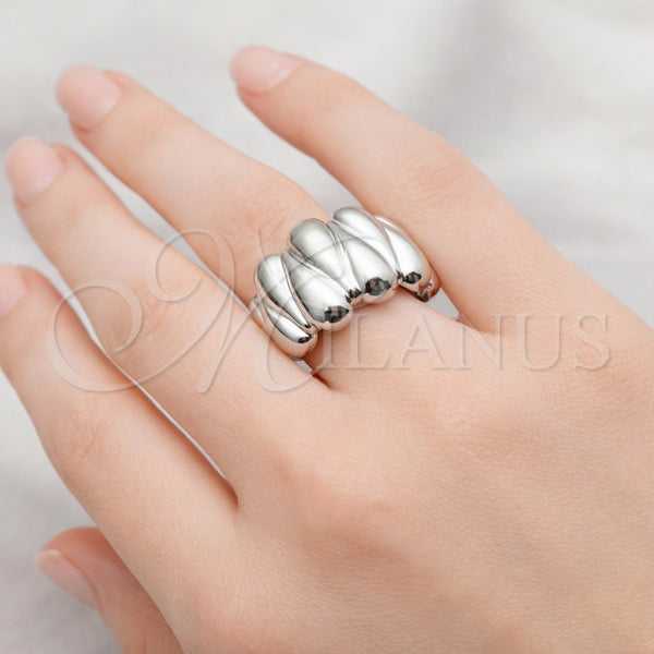 Anillo Elegante 01.163.0021.1 Rodio Laminado, Diseño de Corazón, Pulido, Rodinado (Talla Unica)