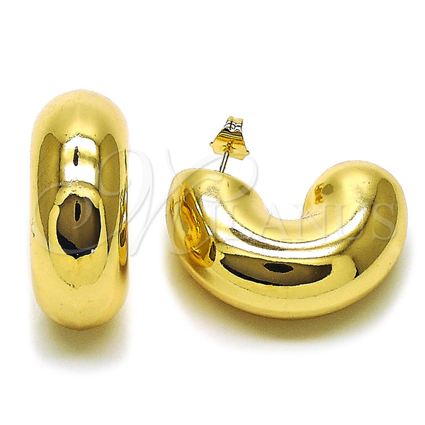 Arete Dormilona 02.163.0432 Oro Laminado, Diseño de Hueco, Pulido, Tono Dorado