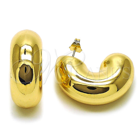 Arete Dormilona 02.163.0432 Oro Laminado, Diseño de Hueco, Pulido, Tono Dorado