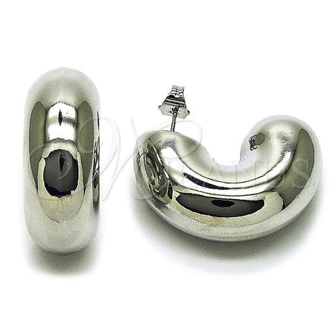 Arete Dormilona 02.163.0432.1 Rodio Laminado, Diseño de Hueco, Pulido, Rodinado