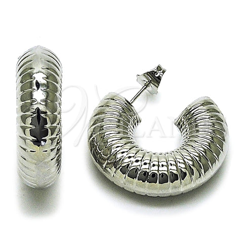 Arete Dormilona 02.163.0169.1.30 Rodio Laminado, Diseño de Hueco, Pulido, Rodinado