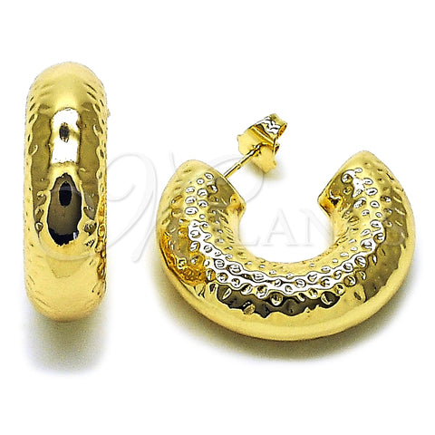 Argolla Mediana 02.163.0277.30 Oro Laminado, Diseño de Hueco, Pulido, Tono Dorado