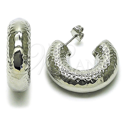 Argolla Mediana 02.163.0277.1.30 Rodio Laminado, Diseño de Hueco, Pulido, Rodinado