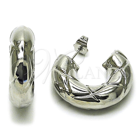 Argolla Mediana 02.163.0433.1.30 Rodio Laminado, Diseño de Hueco, Pulido, Rodinado