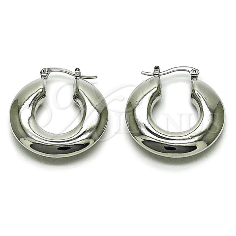 Argolla Mediana 02.163.0434.1.30 Rodio Laminado, Diseño de Hueco, Pulido, Rodinado