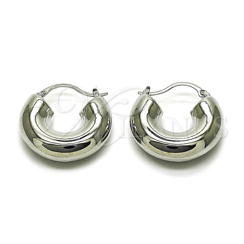 Argolla Mediana 02.163.0435.1.30 Rodio Laminado, Diseño de Hueco, Pulido, Rodinado