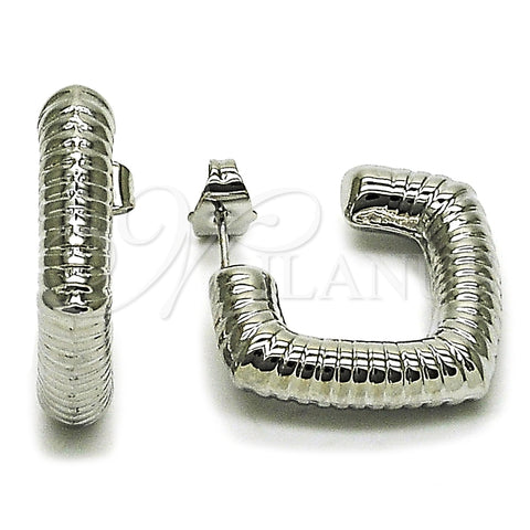 Argolla Pequeña 02.163.0437.1.25 Rodio Laminado, Diseño de Hueco, Pulido, Rodinado