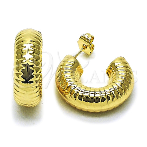 Arete Dormilona 02.163.0169.25 Oro Laminado, Diseño de Hueco, Diamantado, Tono Dorado