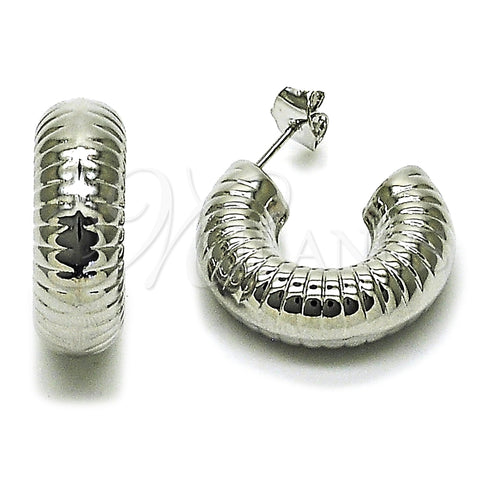 Arete Dormilona 02.163.0169.1.25 Rodio Laminado, Diseño de Hueco, Diamantado, Rodinado