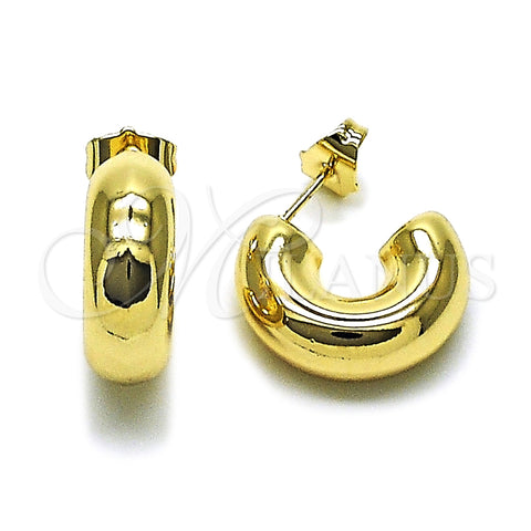 Arete Dormilona 02.163.0160.20 Oro Laminado, Diseño de Hueco, Pulido, Tono Dorado