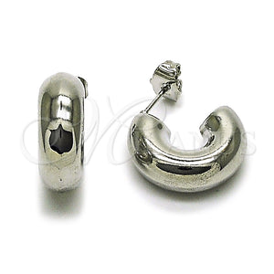 Arete Dormilona 02.163.0160.1.20 Rodio Laminado, Diseño de Hueco, Pulido, Rodinado