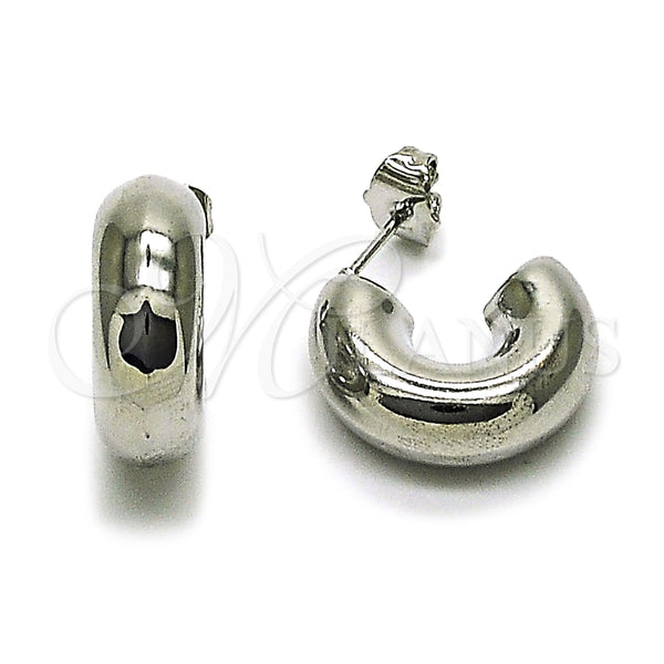 Arete Dormilona 02.163.0160.1.20 Rodio Laminado, Diseño de Hueco, Pulido, Rodinado