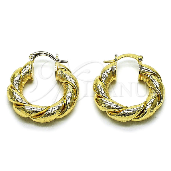 Argolla Mediana 02.163.0443.25 Oro Laminado, Diseño de Torcido y Hueco, Mate, Tono Dorado