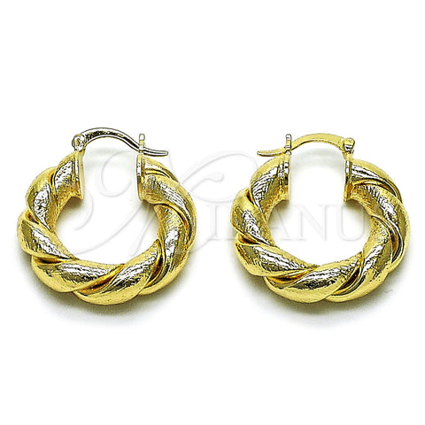 Argolla Mediana 02.163.0443.25 Oro Laminado, Diseño de Torcido y Hueco, Mate, Tono Dorado