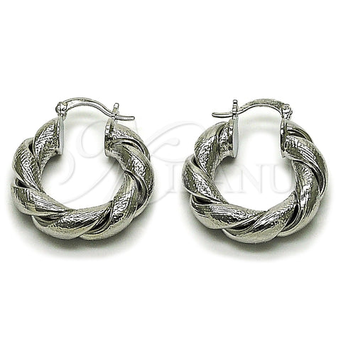 Argolla Mediana 02.163.0443.1.25 Rodio Laminado, Diseño de Torcido y Hueco, Mate, Rodinado