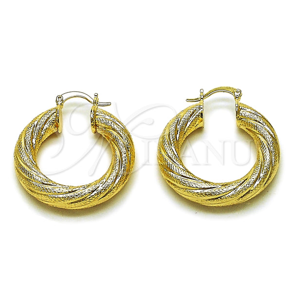 Argolla Mediana 02.163.0444.30 Oro Laminado, Diseño de Hueco, Mate, Tono Dorado