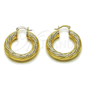 Argolla Mediana 02.163.0444.30 Oro Laminado, Diseño de Hueco, Mate, Tono Dorado