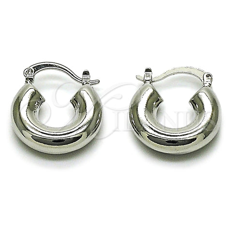 Argolla Pequeña 02.163.0446.1.20 Rodio Laminado, Diseño de Hueco, Pulido, Rodinado