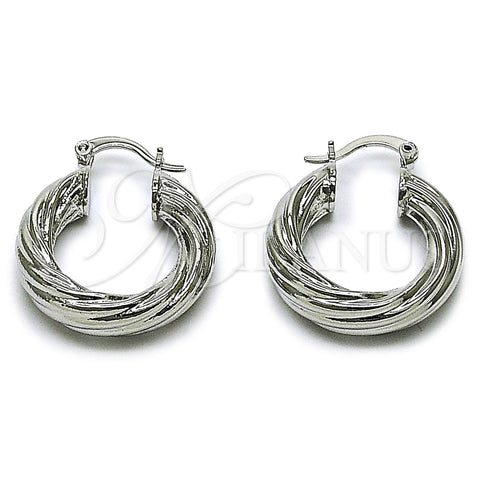 Argolla Pequeña 02.163.0150.1.25 Rodio Laminado, Diseño de Torcido y Hueco, Pulido, Rodinado