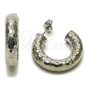 Argolla Mediana 02.163.0195.1.30 Rodio Laminado, Diseño de Hueco, Diamantado, Rodinado